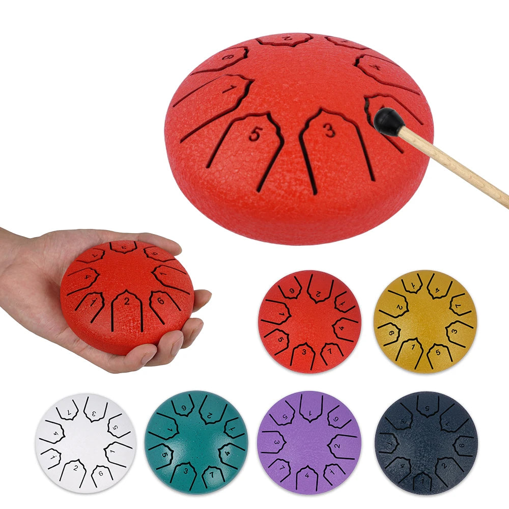Mini Tongue Drum: Pocket Steel Bell Drum with Mallet and Pouch