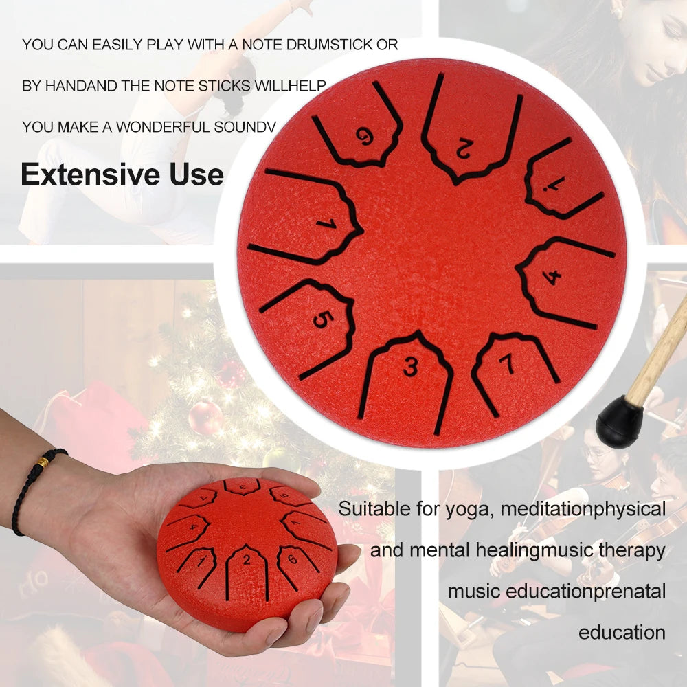 Mini Tongue Drum: Pocket Steel Bell Drum with Mallet and Pouch