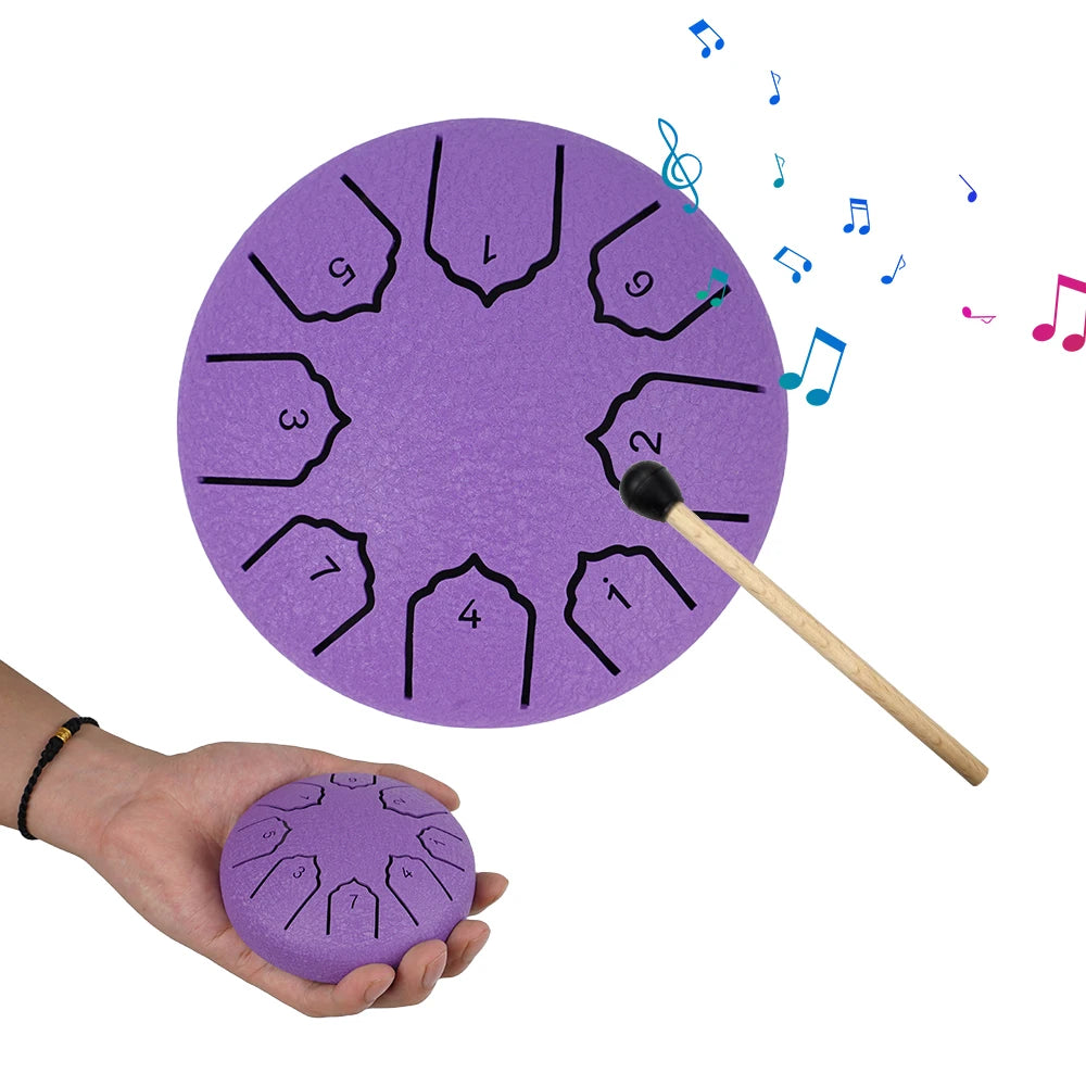 Mini Tongue Drum: Pocket Steel Bell Drum with Mallet and Pouch