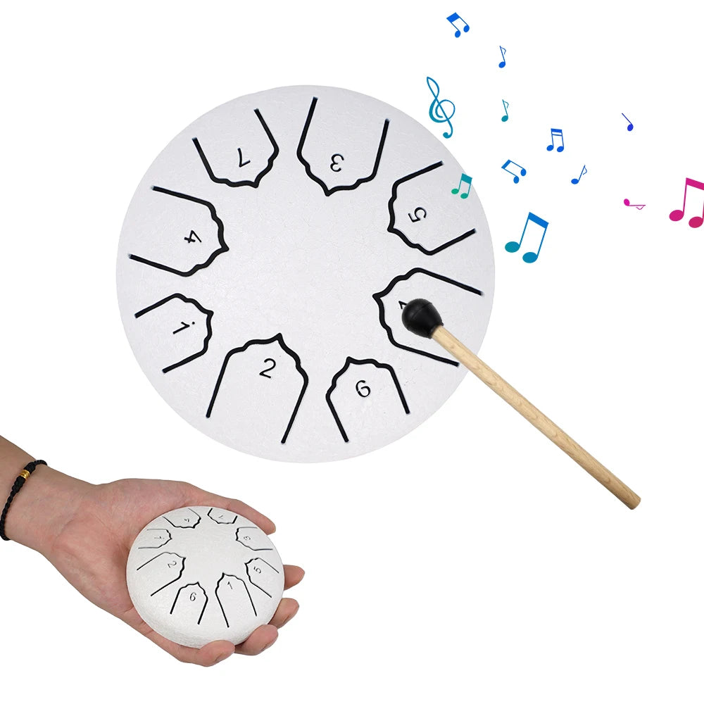 Mini Tongue Drum: Pocket Steel Bell Drum with Mallet and Pouch
