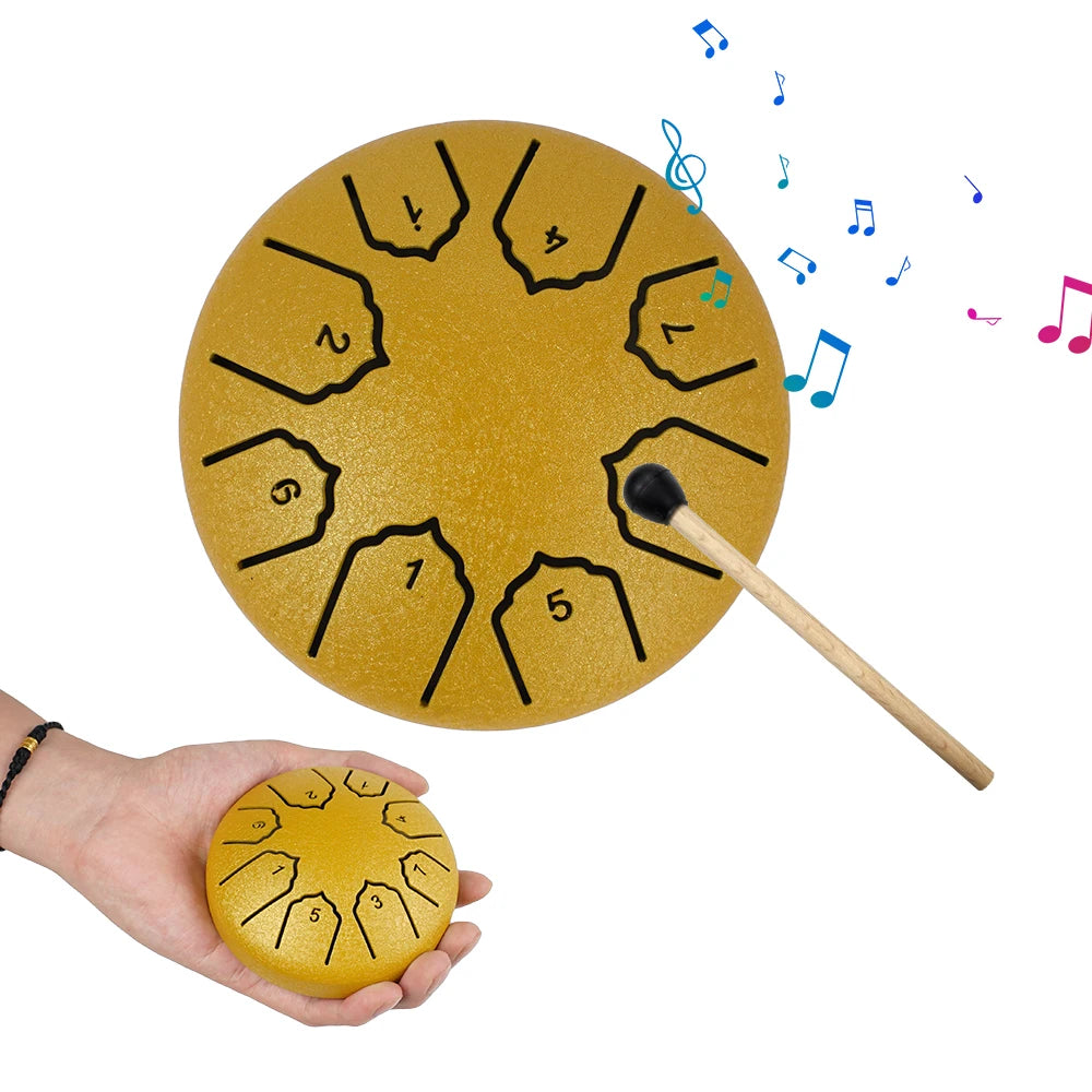 Mini Tongue Drum: Pocket Steel Bell Drum with Mallet and Pouch