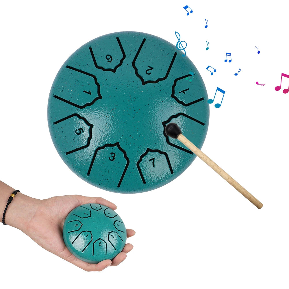 Mini Tongue Drum: Pocket Steel Bell Drum with Mallet and Pouch