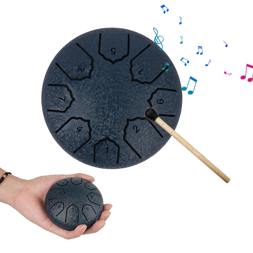 Mini Tongue Drum: Pocket Steel Bell Drum with Mallet and Pouch