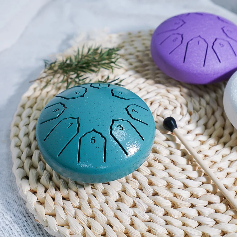 Mini Tongue Drum: Pocket Steel Bell Drum with Mallet and Pouch
