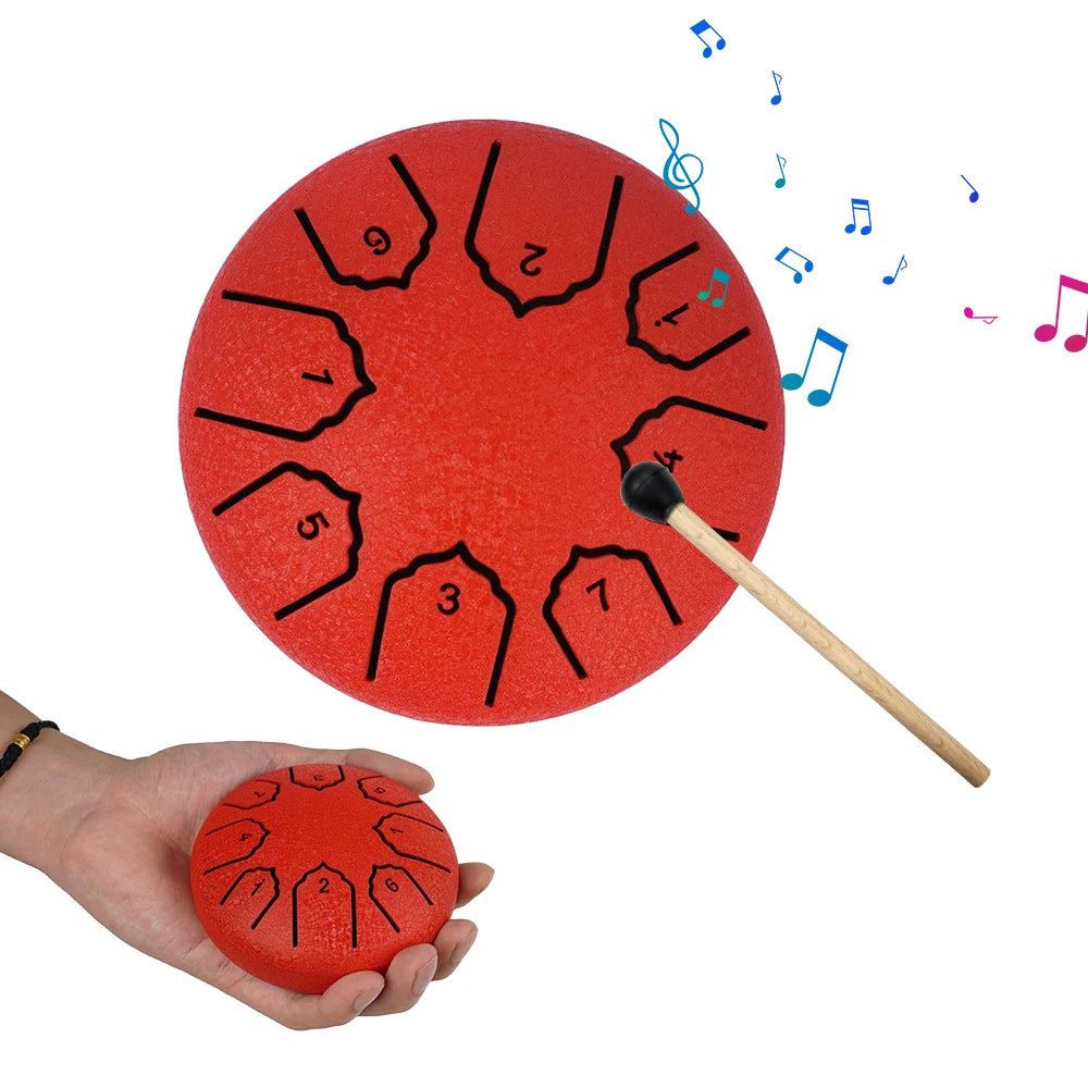 Mini Tongue Drum: Pocket Steel Bell Drum with Mallet and Pouch