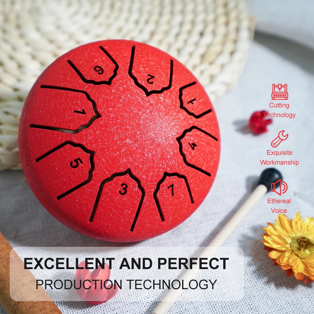 Mini Tongue Drum: Pocket Steel Bell Drum with Mallet and Pouch