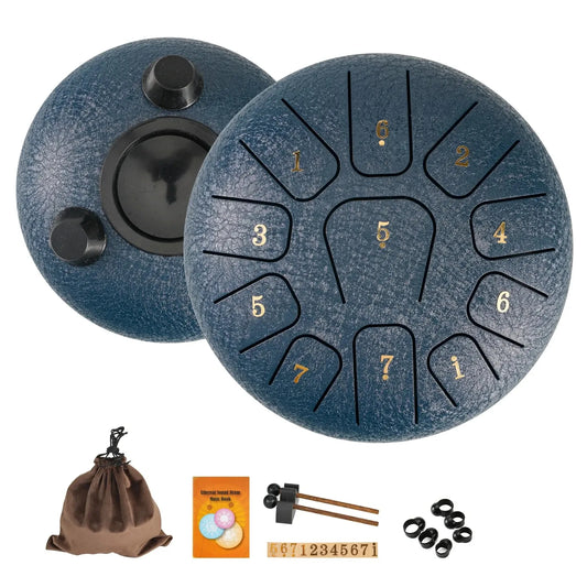 6-Inch Steel Tongue Drum: 11-Note Handpan-Style Drum with Mallets and Carry Bag
