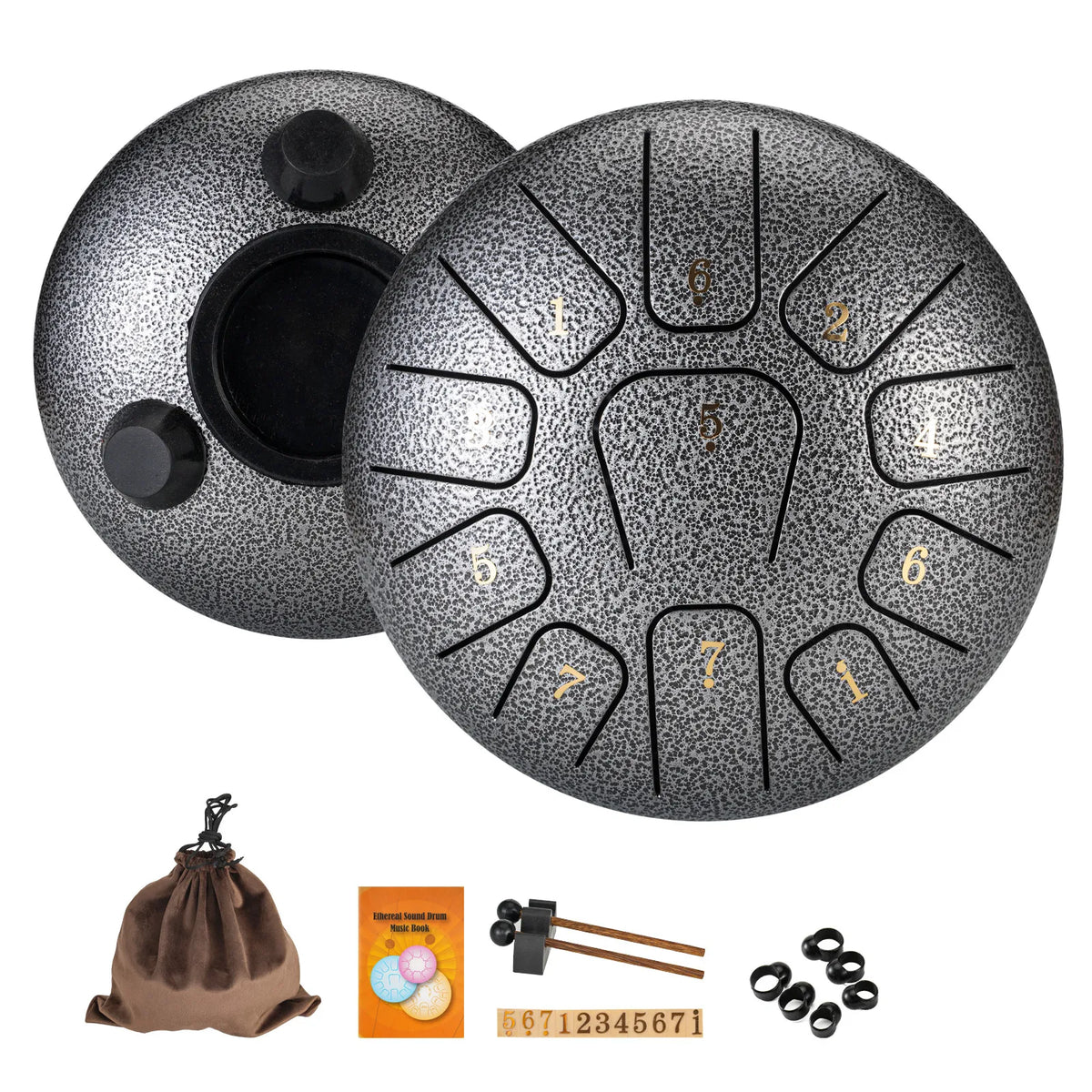 6-Inch Steel Tongue Drum: 11-Note Handpan-Style Drum with Mallets and Carry Bag