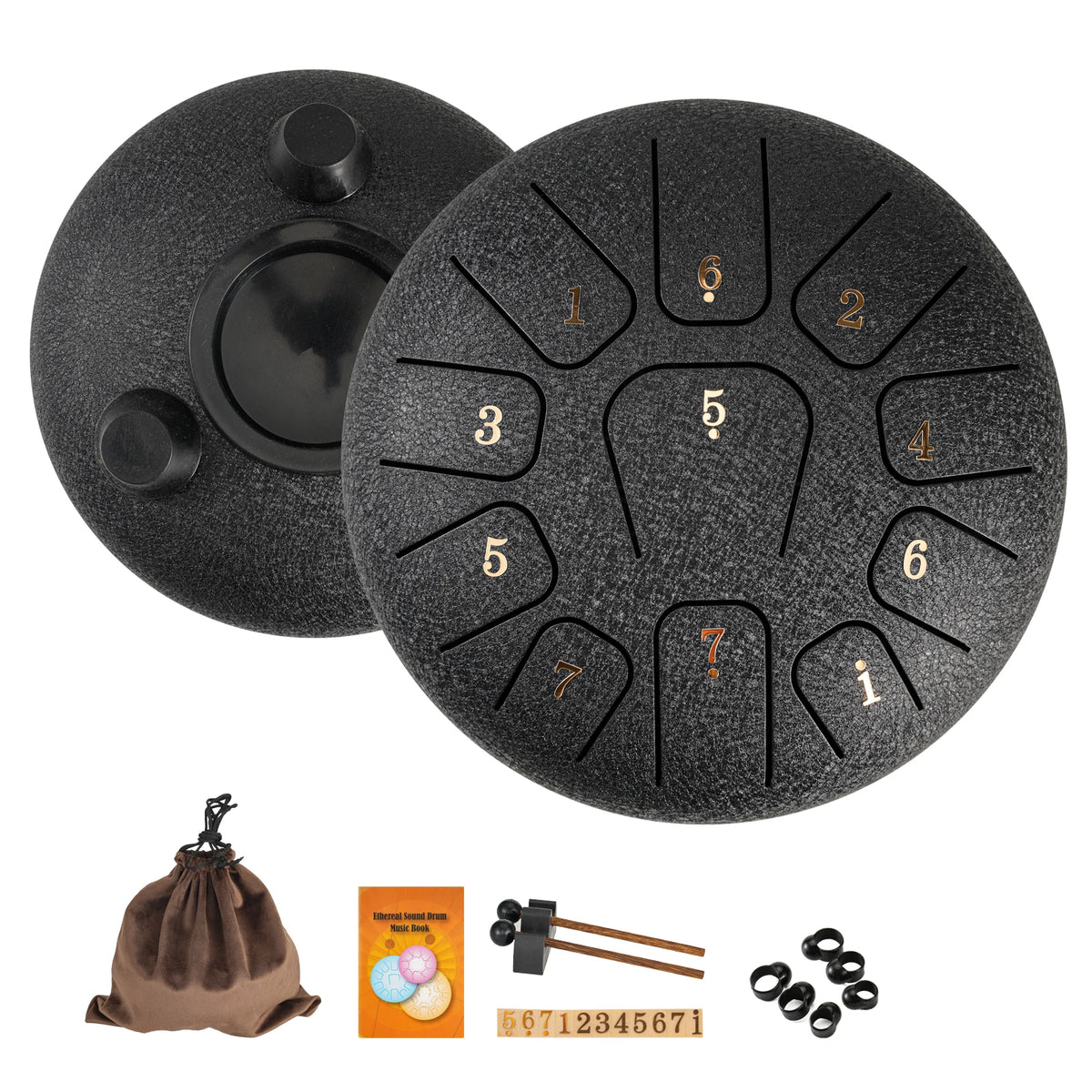 6-Inch Steel Tongue Drum: 11-Note Handpan-Style Drum with Mallets and Carry Bag